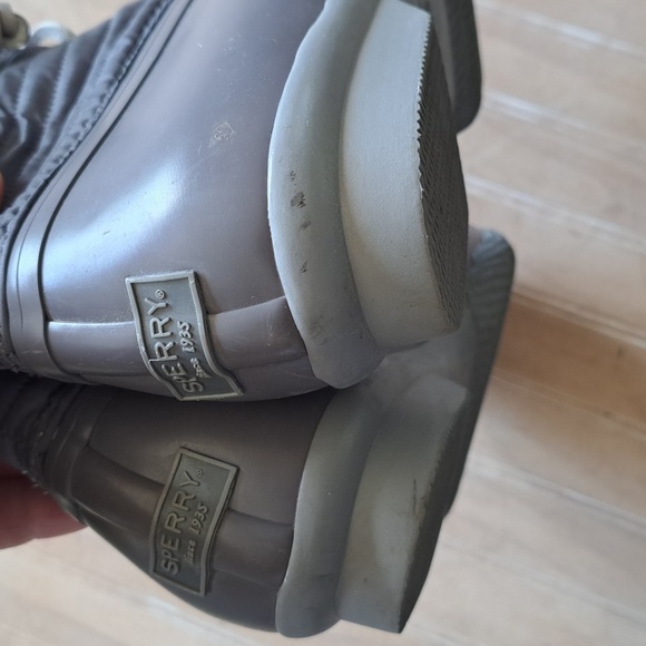 Sperry Saltwater Nylon Duck Boots Gray Quilted Water Resistant Snow Rain - Picture 5 of 11